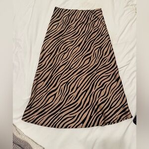 ZEBRA SILK MIDI SKIRT